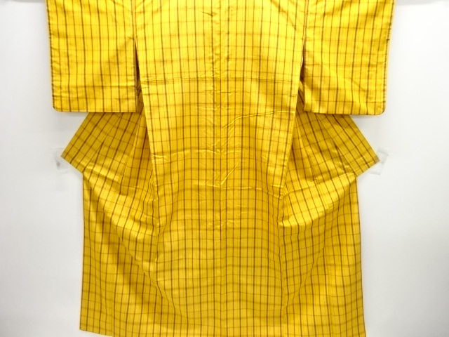 JAPANESE KIMONO / ANTIQUE KIMONO / SILK / YONEZAWA TSUMUGI / WOVEN GRID